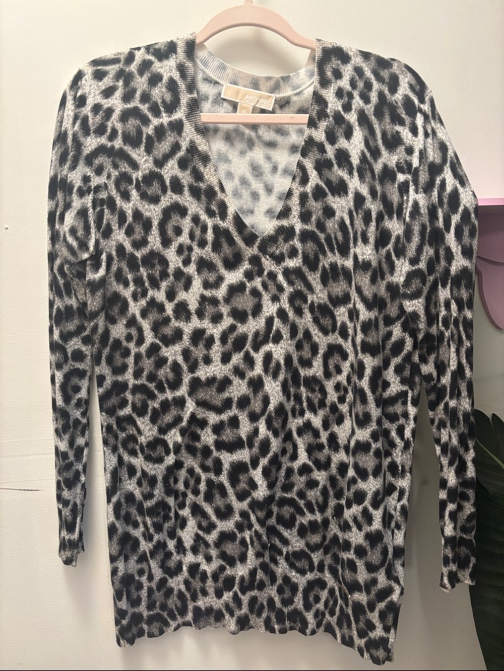 Leopard-Print V-Neck Sweater